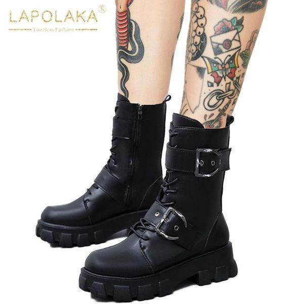 lapolaka fashion new british style belt buckle short boots woman shoes platform comfortable ins handsome motorcycle boots, Black
lapolaka fashion new british style belt buckle short boots woman shoes platform comfortable ins handsome motorcycle boots, Black
