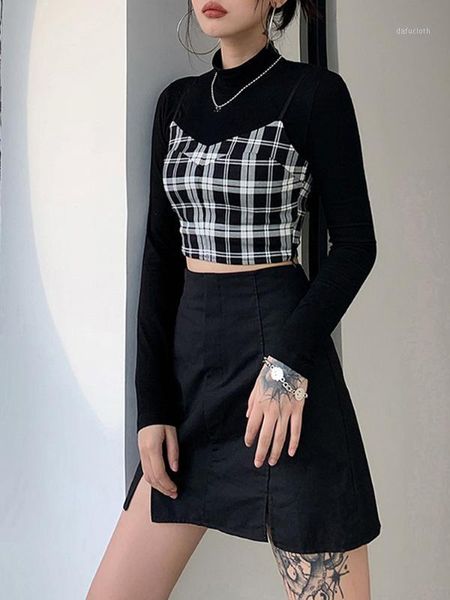 y2k e-girl sweet plaid and black crop streetwear two piece outfit turtleneck long sleeve tees 90s vintage tees1, White
y2k e-girl sweet plaid and black crop streetwear two piece outfit turtleneck long sleeve tees 90s vintage tees1, White