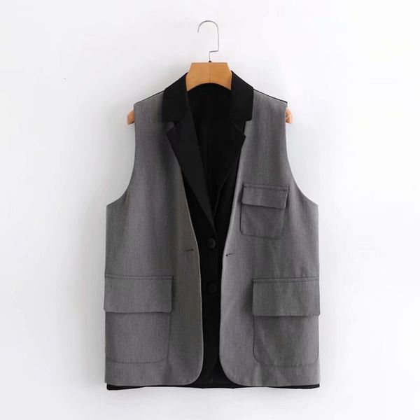 y1724 - korean 2021 spring and autumn new fashion temperament color matching waistcoat women's clothing, Black;white
y1724 - korean 2021 spring and autumn new fashion temperament color matching waistcoat women's clothing, Black;white