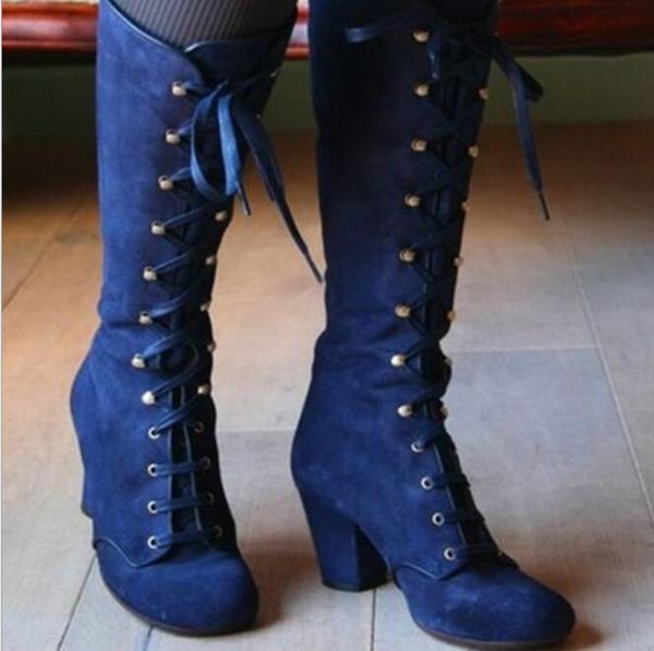 2020 autumn and winter mid-tube boots round toe thick heel lace knight women's boots in stock, Black
2020 autumn and winter mid-tube boots round toe thick heel lace knight women's boots in stock, Black