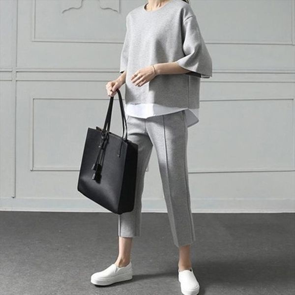 paris girl autumn casual o neck fake two pieces 3 4 length pants two piece sets loose splits sleeve cotton suits, Gray
paris girl autumn casual o neck fake two pieces 3 4 length pants two piece sets loose splits sleeve cotton suits, Gray