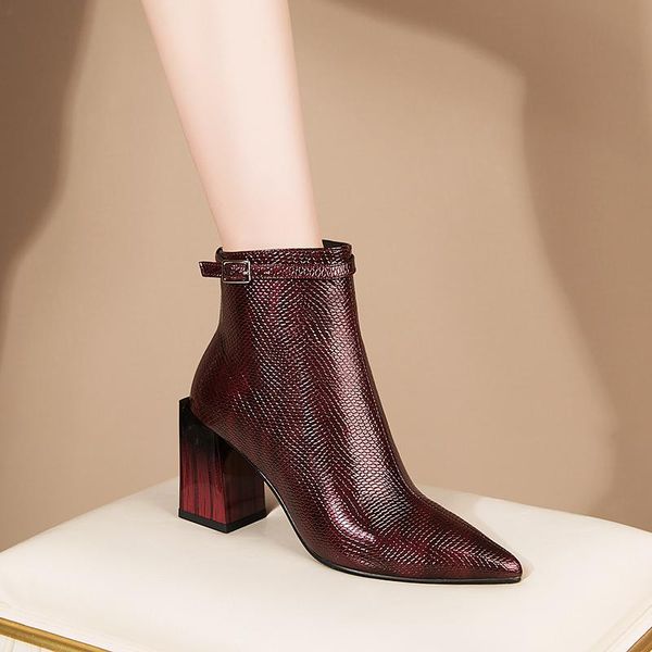 elegant ladies boots mixed colors thick high heels boots side zipper shoes woman genuine leather wedding party, Black
elegant ladies boots mixed colors thick high heels boots side zipper shoes woman genuine leather wedding party, Black