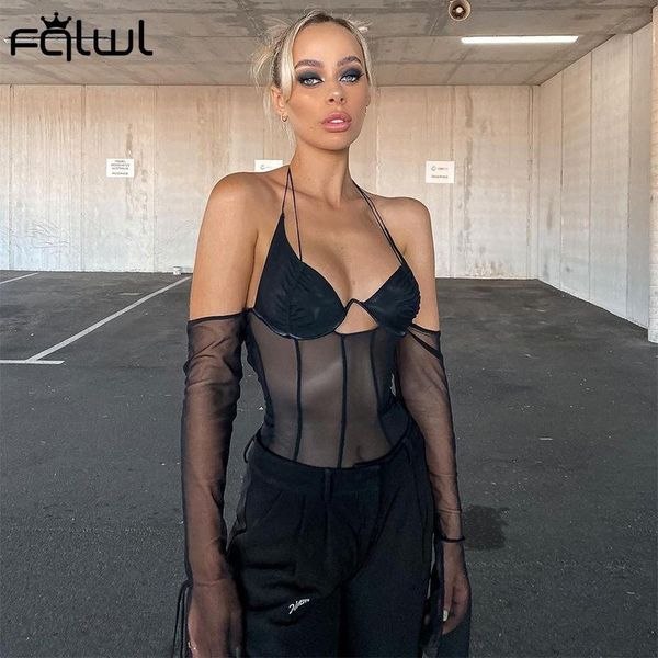 women's t-shirt fqlwl transparent lace up mesh t shirt women bralette crop black ruched cami halter off shoulder flare sleeve tshirts, White
women's t-shirt fqlwl transparent lace up mesh t shirt women bralette crop black ruched cami halter off shoulder flare sleeve tshirts, White