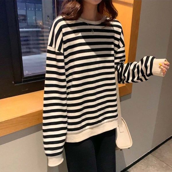 h1ahx live broadcast 2020 autumn thin female student korean stripe t-shirtshoulder long ins round t-shirt t-shirt sleeve loose neck trend sq, White
h1ahx live broadcast 2020 autumn thin female student korean stripe t-shirtshoulder long ins round t-shirt t-shirt sleeve loose neck trend sq, White