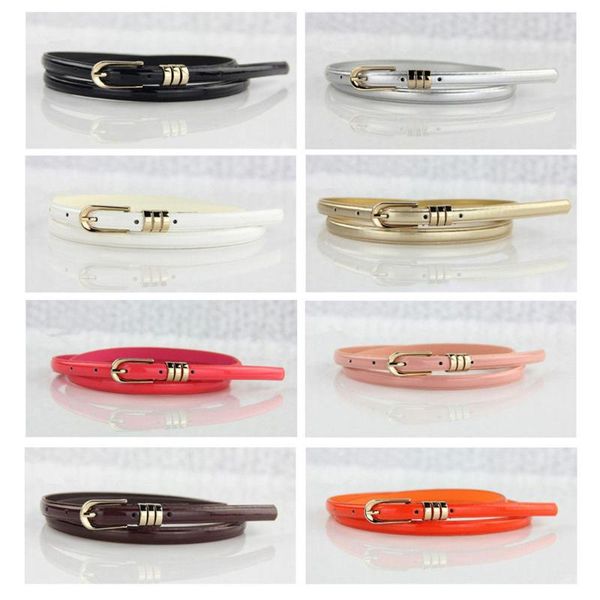 women slim candy color thin pu leather belts solid color adjustable thin shiny fashion dress waistband with metal buckle, Black;brown
women slim candy color thin pu leather belts solid color adjustable thin shiny fashion dress waistband with metal buckle, Black;brown