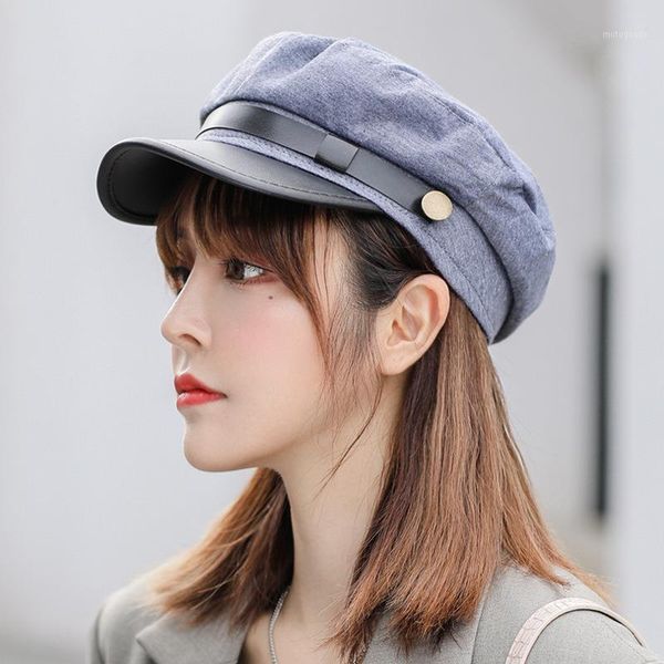 stingy brim hats visors octagonal hat women men pu button golf cap head beret flat comfortable belt1, Blue;gray
stingy brim hats visors octagonal hat women men pu button golf cap head beret flat comfortable belt1, Blue;gray