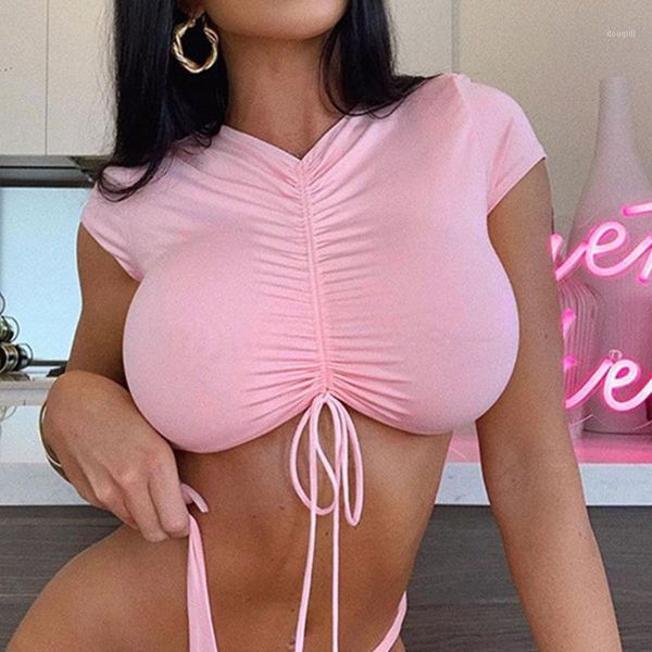 gym clothing women's short sleeve v-neck drawstring crop vest 2021 summer women slim female streetwear1, White;black
gym clothing women's short sleeve v-neck drawstring crop vest 2021 summer women slim female streetwear1, White;black