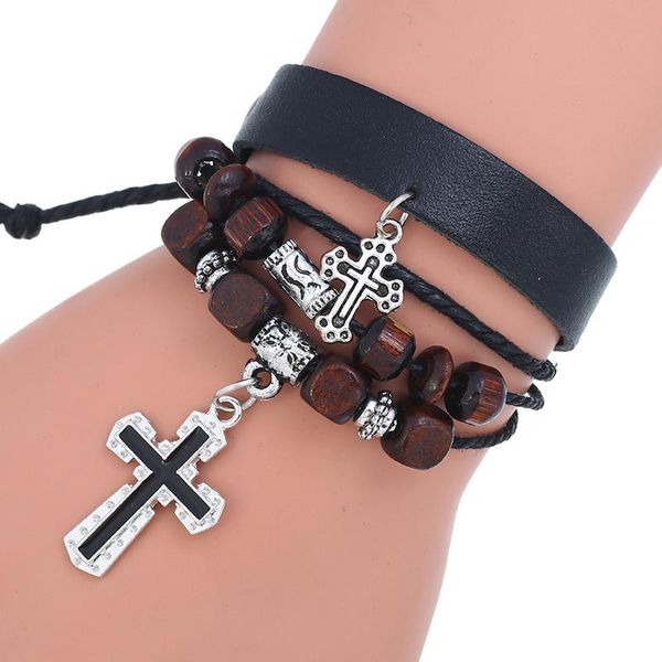 charm bracelets gothic punk jewelry bead crosses leather bracelet for men women handmade adjustable, Golden;silver
charm bracelets gothic punk jewelry bead crosses leather bracelet for men women handmade adjustable, Golden;silver