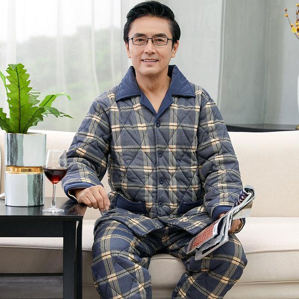 plaid print men's pajamas set winter pure cotton thick quilted long sleeve trousers set casual autumn home service men sleepwear, Black;brown
plaid print men's pajamas set winter pure cotton thick quilted long sleeve trousers set casual autumn home service men sleepwear, Black;brown
