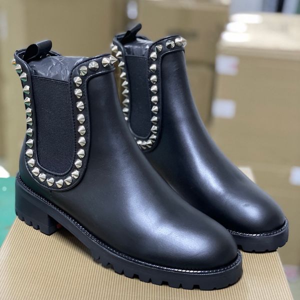 women capahutta flat leather ankle boots with spikes and stud red bottom flat leather fashion winter boot with box 269, Black
women capahutta flat leather ankle boots with spikes and stud red bottom flat leather fashion winter boot with box 269, Black