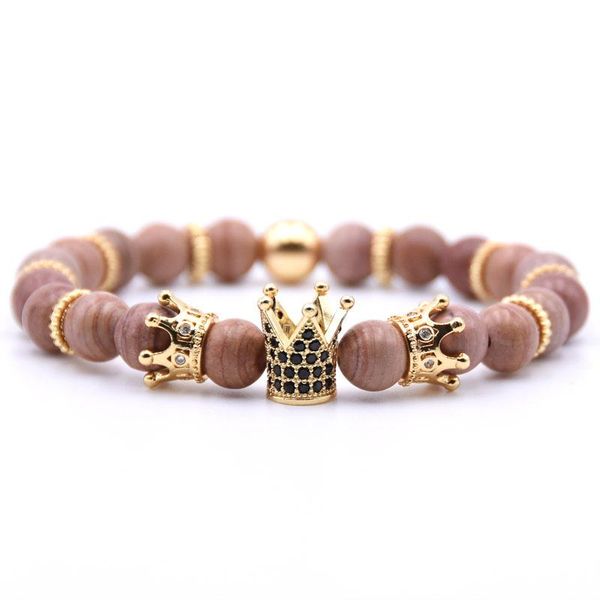 beaded, strands men women jewelry natural stone bead bracelet lava gold zircon crown charm luxury bracelets, Black
beaded, strands men women jewelry natural stone bead bracelet lava gold zircon crown charm luxury bracelets, Black