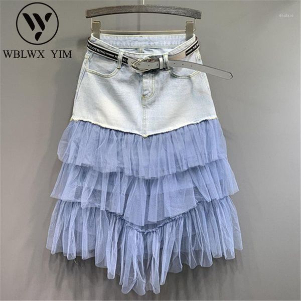 fashion mesh splice denim skirt women summer new high waist a-line midi length skirts women casual loose package hip jeans skirt1, Black
fashion mesh splice denim skirt women summer new high waist a-line midi length skirts women casual loose package hip jeans skirt1, Black