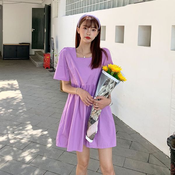 2020 summer new short sleeve small, loose and slim, cover belly, reduce age french square neck dress for women
2020 summer new short sleeve small, loose and slim, cover belly, reduce age french square neck dress for women