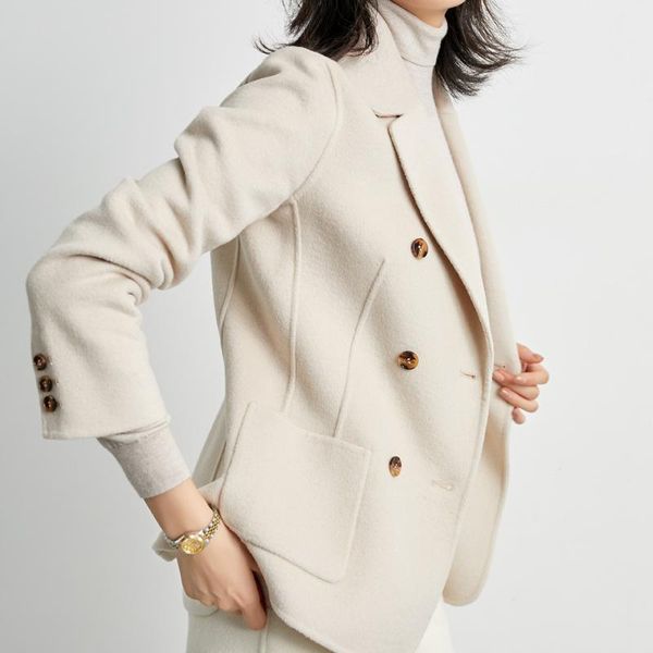 double breasted suit double faced wool coat women's short short tweed coat high end white women's wear, Black
double breasted suit double faced wool coat women's short short tweed coat high end white women's wear, Black