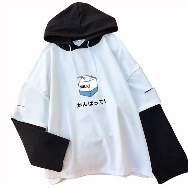 women autumn hoodies fashion japanese harajuku cute cotton milk box print loose sweatshirts girl patchwork camisetas, Black
women autumn hoodies fashion japanese harajuku cute cotton milk box print loose sweatshirts girl patchwork camisetas, Black