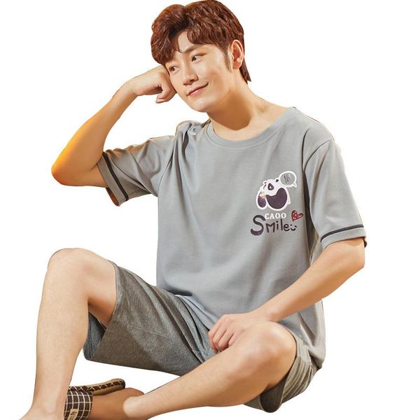 men's sleepwear print pure cotton pajamas cartoon short sleeve sleep summer loose casual home clothes thin round neck pyjama 2pcs/set, Black;brown
men's sleepwear print pure cotton pajamas cartoon short sleeve sleep summer loose casual home clothes thin round neck pyjama 2pcs/set, Black;brown