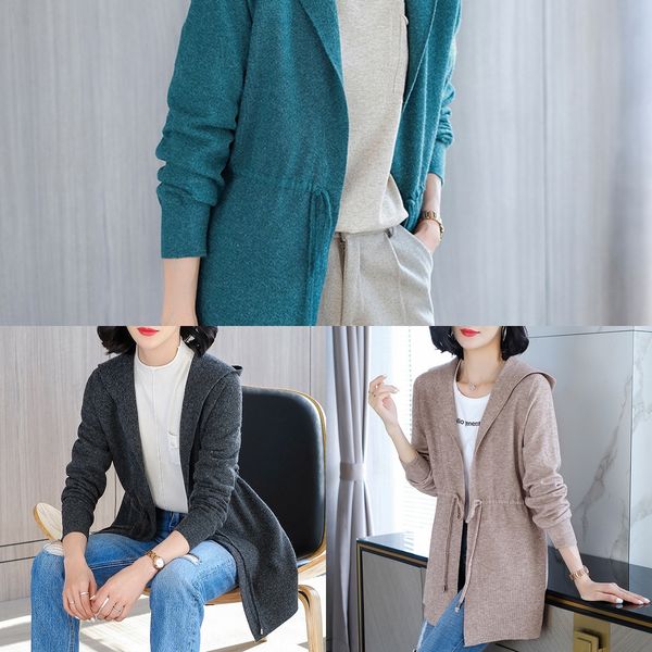 2020 autumn new knitted cardigan lady temperament coat sweatersweater sweater medium long hooded waist knit coat 02625 xmg2j, White;black
2020 autumn new knitted cardigan lady temperament coat sweatersweater sweater medium long hooded waist knit coat 02625 xmg2j, White;black