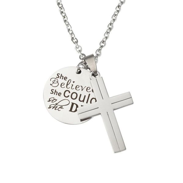 pendant necklaces inspirational gift necklace lettering she believed could so did cross stainless steel jewelry, Silver
pendant necklaces inspirational gift necklace lettering she believed could so did cross stainless steel jewelry, Silver