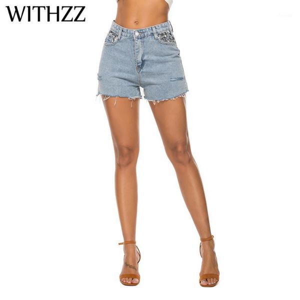 withzz summer woman's denim shorts jeans for women pants female light color loose worn metal sequins straight pants1, Blue
withzz summer woman's denim shorts jeans for women pants female light color loose worn metal sequins straight pants1, Blue