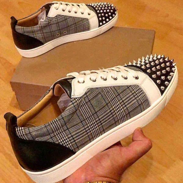 couple style low cut sneakers brand casual flats skate,paris red bottom low sneaker grey check canvas with spiked toe arena sports train, Black
couple style low cut sneakers brand casual flats skate,paris red bottom low sneaker grey check canvas with spiked toe arena sports train, Black