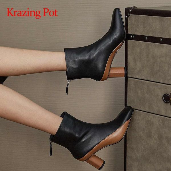krazing pot 2020 fashion boots genuine leather mixed colors square toe high round heel zipper beauty lady dating ankle boots l15, Black
krazing pot 2020 fashion boots genuine leather mixed colors square toe high round heel zipper beauty lady dating ankle boots l15, Black