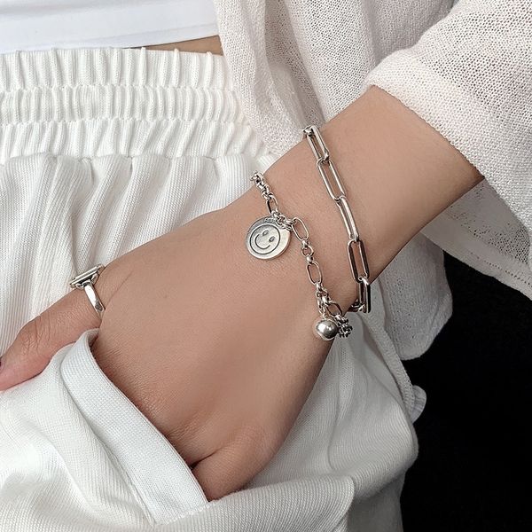 m6adh korean bracelet face round simple thai silver women's heavy pure smiling bracelet silver personality fashion students brand 925 i, Golden;silver
m6adh korean bracelet face round simple thai silver women's heavy pure smiling bracelet silver personality fashion students brand 925 i, Golden;silver