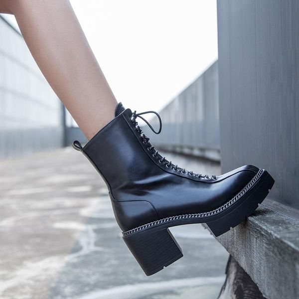 boots women platform full grain leather shoes fashion girls riding pointed toe female botas med bottom, Black
boots women platform full grain leather shoes fashion girls riding pointed toe female botas med bottom, Black