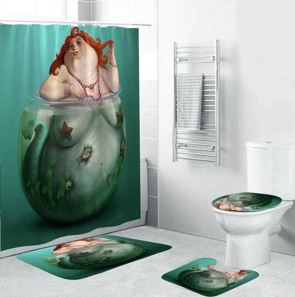 4 pcs little cute mermaid with fishes shower curtain pedestal rug lid toilet cover mat bath mat set for bathroom decor
4 pcs little cute mermaid with fishes shower curtain pedestal rug lid toilet cover mat bath mat set for bathroom decor