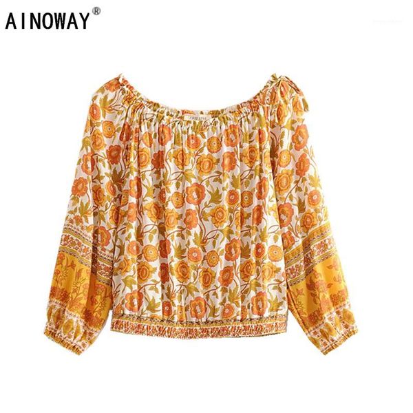off shoulder boho blouse shirts women bohemian yellow floral printed long sleeve shirts happie blusas femme1, White
off shoulder boho blouse shirts women bohemian yellow floral printed long sleeve shirts happie blusas femme1, White