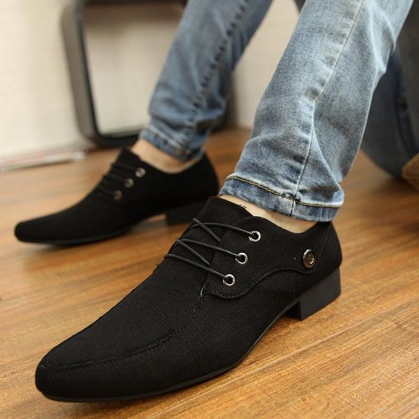 new fashion men's casual pointed toe canvas breathable wedding formal dress shoes oxfords, Black
new fashion men's casual pointed toe canvas breathable wedding formal dress shoes oxfords, Black