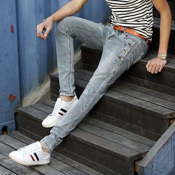 8toh5 men's men's pants tight stretch jeans tight pantsgray jeans button decoration slim korean style pants trendy bfv1i leggings, Blue
8toh5 men's men's pants tight stretch jeans tight pantsgray jeans button decoration slim korean style pants trendy bfv1i leggings, Blue