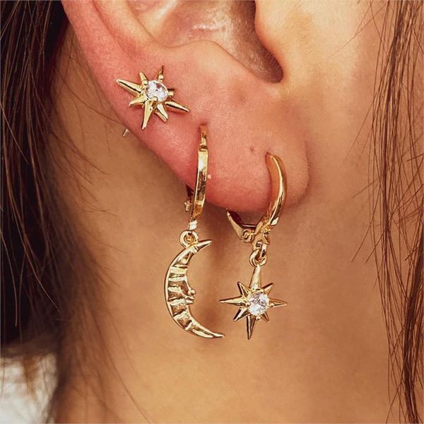 8seasons fashion women hoop earrings gold color half moon star rhinestone wedding party club earrings jewelry, 1set ( 3pcs/set), Golden;silver
8seasons fashion women hoop earrings gold color half moon star rhinestone wedding party club earrings jewelry, 1set ( 3pcs/set), Golden;silver