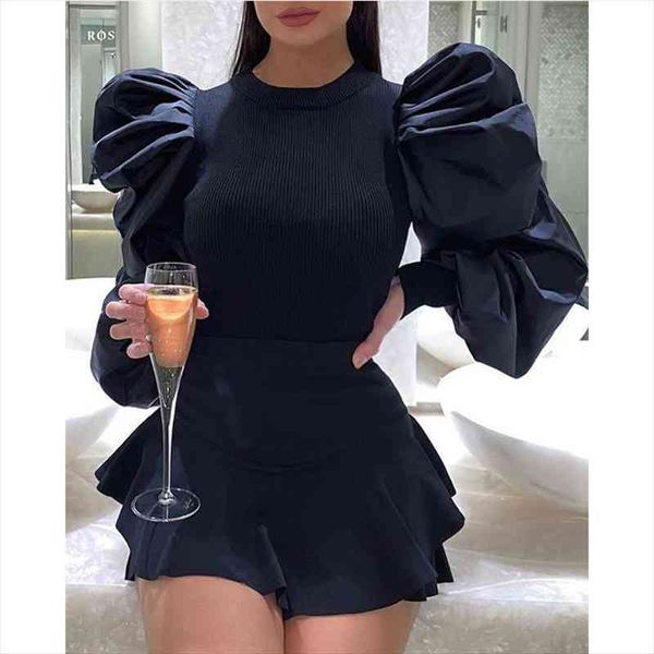 fashion long puff sleeve sweater patchwork shirts ribbed knitted elegant slim stretch office lady elegant, White;black
fashion long puff sleeve sweater patchwork shirts ribbed knitted elegant slim stretch office lady elegant, White;black