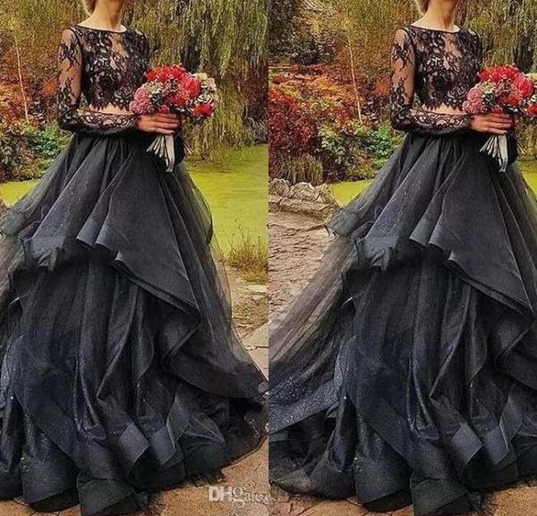 2021 forest black gothic two pieces wedding dresses jewel neck illusion full sleeve wedding gowns with tiered ruffles country style, White
2021 forest black gothic two pieces wedding dresses jewel neck illusion full sleeve wedding gowns with tiered ruffles country style, White