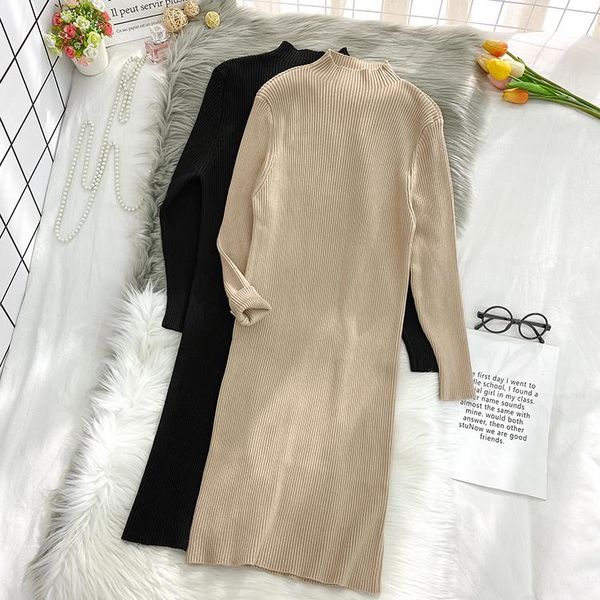 vintage black/beige knitted dress women turtleneck long sleeve slim mini dresses autumn winter female new fashion vestidos 2020, Black;gray
vintage black/beige knitted dress women turtleneck long sleeve slim mini dresses autumn winter female new fashion vestidos 2020, Black;gray