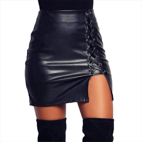fashion women black lace up pu leather skirts womens side split bandage pencil skirt high waist bodycon mini short skirt
fashion women black lace up pu leather skirts womens side split bandage pencil skirt high waist bodycon mini short skirt