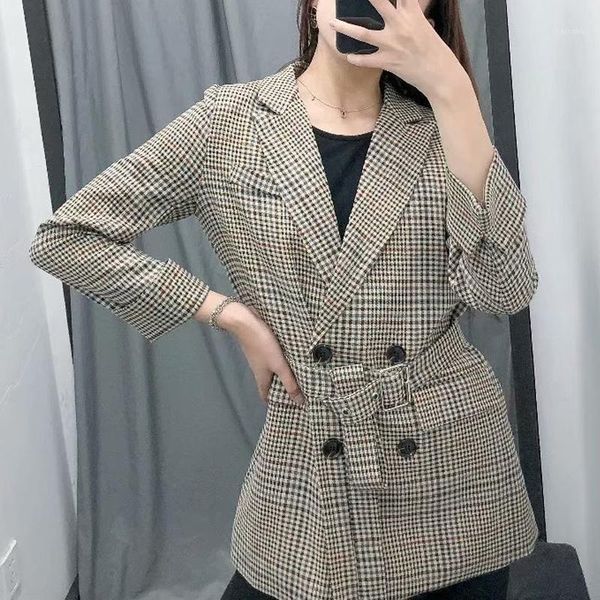 autumn women suit casual plaid suit and a long section of decorative belt1, White;black
autumn women suit casual plaid suit and a long section of decorative belt1, White;black