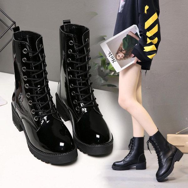 2020 autumn and winter new korean version of martin boots thick heel leather boots fashion lace up thin short, Black
2020 autumn and winter new korean version of martin boots thick heel leather boots fashion lace up thin short, Black