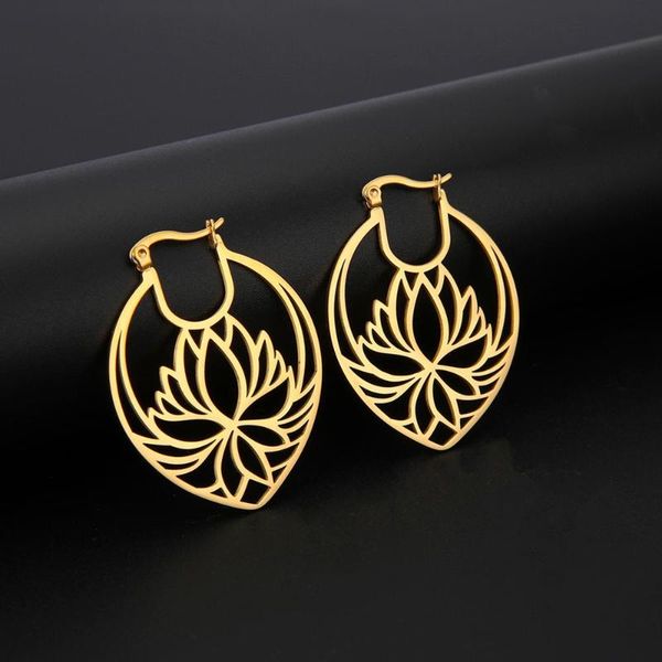 hoop & huggie skyrim fashion flower lotus earrings stainless steel gold color boho big drop earring jewelry gift for women female 2021, Golden;silver
hoop & huggie skyrim fashion flower lotus earrings stainless steel gold color boho big drop earring jewelry gift for women female 2021, Golden;silver