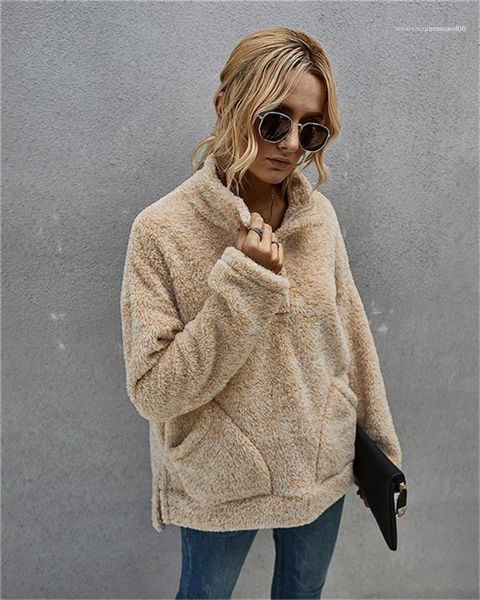 sweatshirts solid color womens plush hoodies winter fleece long sleeve ladies clothing patchwork stand collar pulliver casaul women designer, Black 
sweatshirts solid color womens plush hoodies winter fleece long sleeve ladies clothing patchwork stand collar pulliver casaul women designer, Black