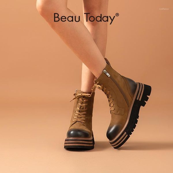 beautoday women ankle boots genuine cow leather retro round toe lace up ladies zip platform shoes handmade 034871, Black
beautoday women ankle boots genuine cow leather retro round toe lace up ladies zip platform shoes handmade 034871, Black