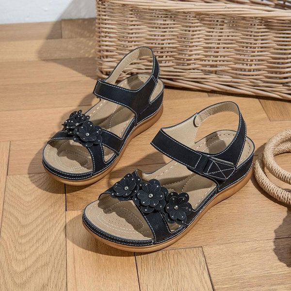 women's wedge sandals flower ladies hook & loop woman shoes sewing casual flats platform female comfort retro footwear anti slip, Black
women's wedge sandals flower ladies hook & loop woman shoes sewing casual flats platform female comfort retro footwear anti slip, Black