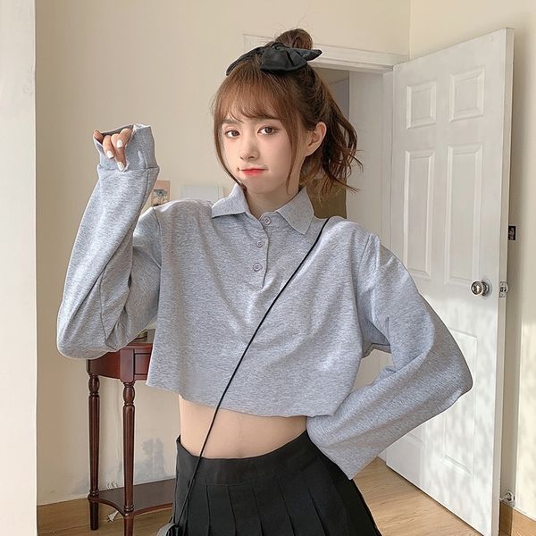 0ldle women's 2020 summer new women's clothing korean polo collar student sleeve sweater sweatersweater short long navel thin 6cik, Black
0ldle women's 2020 summer new women's clothing korean polo collar student sleeve sweater sweatersweater short long navel thin 6cik, Black