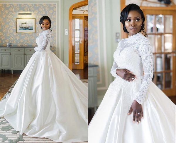 vintage long sleeves african 2022 wedding gown dresses princess satin applique ruched illusion court train bridal gowns vestidos de novia, White
vintage long sleeves african 2022 wedding gown dresses princess satin applique ruched illusion court train bridal gowns vestidos de novia, White