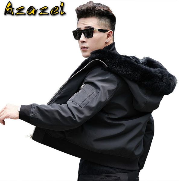 azazel winter real natural fur coat men fur collar hood male jacket short mens parka ae18001 kj812, Black
azazel winter real natural fur coat men fur collar hood male jacket short mens parka ae18001 kj812, Black
