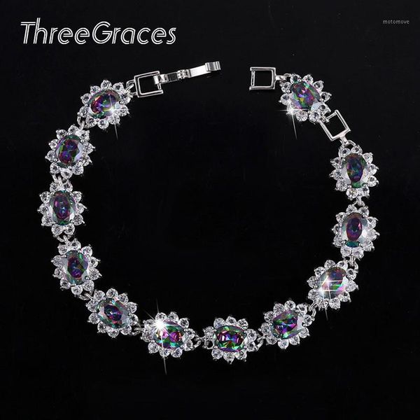 link, chain threegraces brand natural mystic rainbow cubic zirconia crystal bracelet tennis link fashion women jewelry br0301, Black
link, chain threegraces brand natural mystic rainbow cubic zirconia crystal bracelet tennis link fashion women jewelry br0301, Black