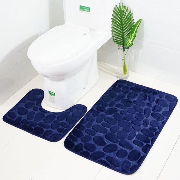 

bath mats cobblestone bathroom non-slip mat carpet for toilet decor 2pcs/set water absorbent rugs set 6 colors wc floor carpets