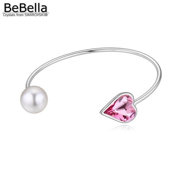 bebella romantic pink heart crystal and pearl open bangle with crystals from fashion for women girl, Black
bebella romantic pink heart crystal and pearl open bangle with crystals from fashion for women girl, Black