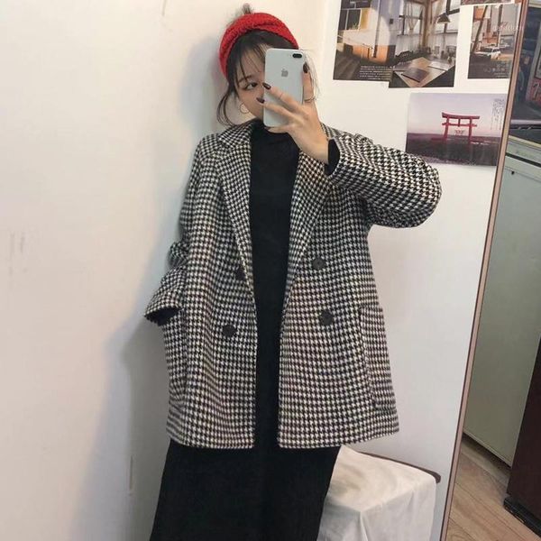 2020 autumn winter women fashion elegant plaid imitation woolen coat long sleeve loose cotton jacket parka female overcoat1, Black
2020 autumn winter women fashion elegant plaid imitation woolen coat long sleeve loose cotton jacket parka female overcoat1, Black
