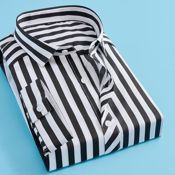 striped three quarter sleeve striped men shirt short sleeved casual shirts for men slim fitmale dress shirts camisas masculina, White;black 
striped three quarter sleeve striped men shirt short sleeved casual shirts for men slim fitmale dress shirts camisas masculina, White;black